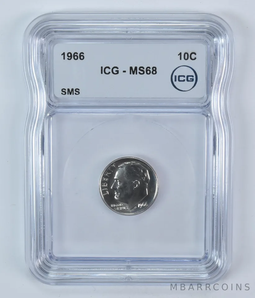 1966 Roosevelt Dime SMS MS68 ICG