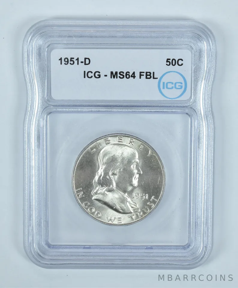 1951-D Franklin Half Dollar MS64 FBL ICG