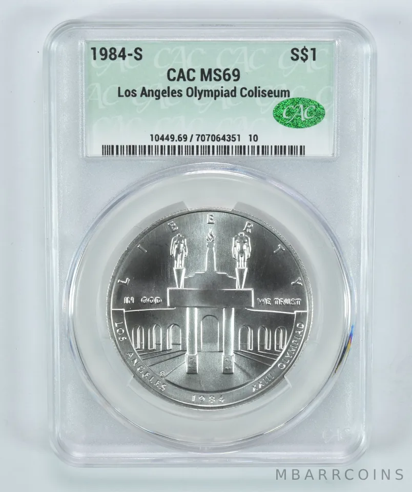 1984-S Olympics Commemorative Silver Dollar MS69 CAC CACg
