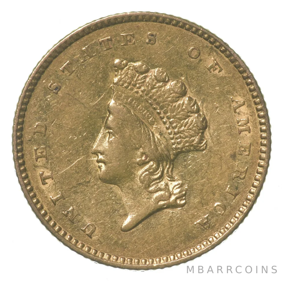 1854 $1 Indian Princess Head Gold Dollar Piece Type 2 *8598