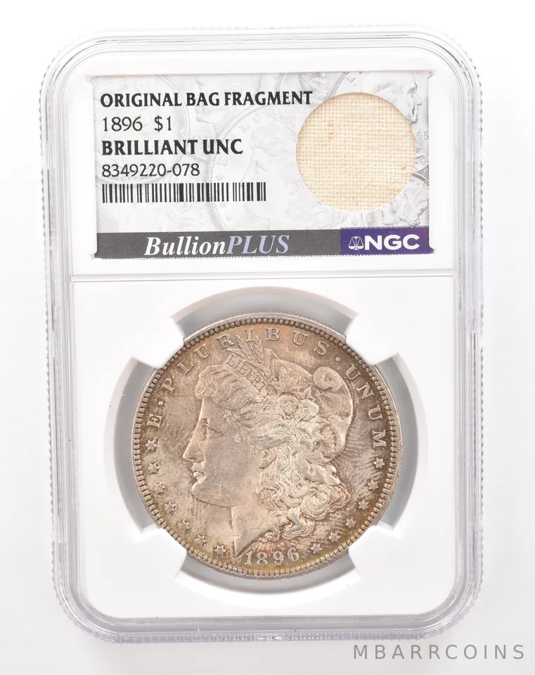 1896 Morgan Silver Dollar Original Bag Fragment BU NGC Nice Tone *2839