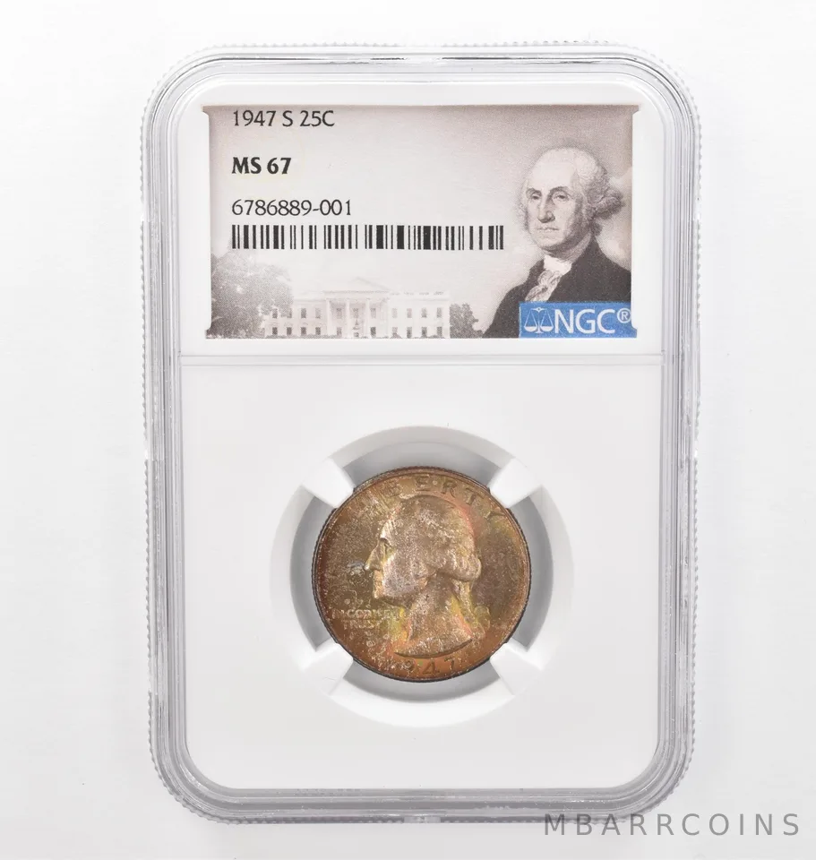 1947-S Washington Quarter MS67 NGC Beautiful Tone *2254