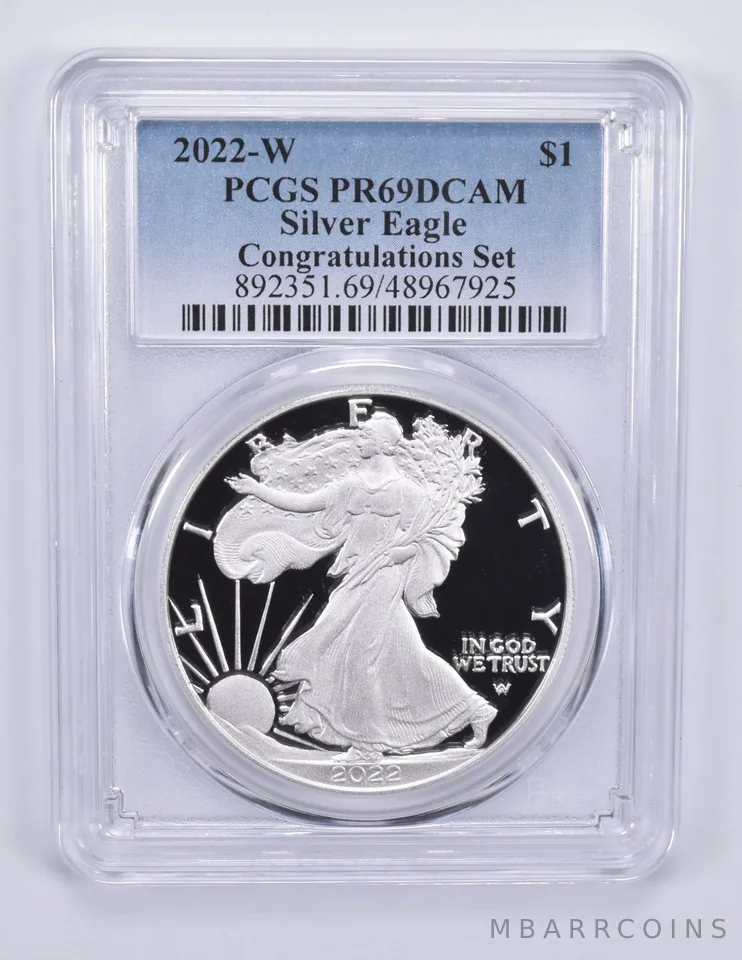 2022-W American Silver Eagle Congratulations Set PR69 DCAM PCGS Blue Label