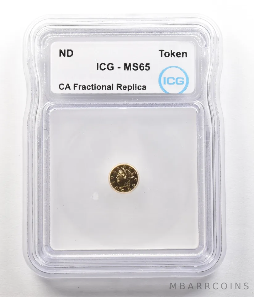 ND California Fractional Gold Token Liberty Head 1/4 Dollar MS65 ICG *4939