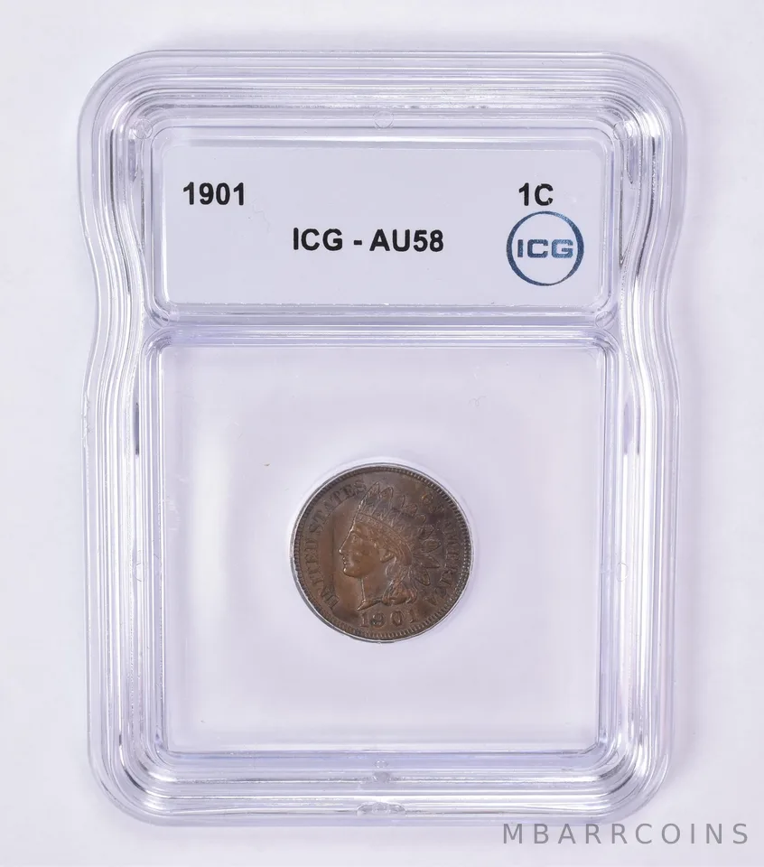 1901 Indian Head Cent AU58 ICG Beautiful Tone *0600
