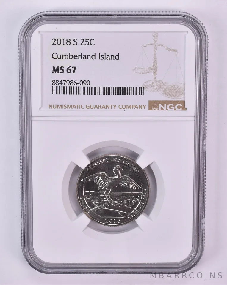 2018-S Washington Quarter Cumberland Island ATB MS67 NGC Brown Label