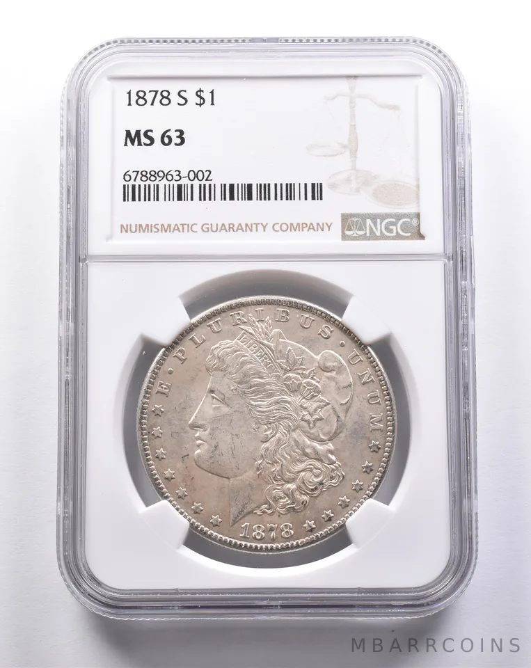 MS63 1878 7/8 TF Morgan Silver Dollar NGC (Label error not 1878-s) a3186