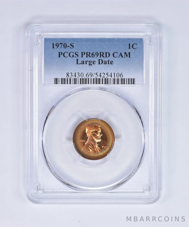 1970-S Lincoln Memorial Cent Large Date PR69 RD CAM PCGS Beautiful Tone *8069