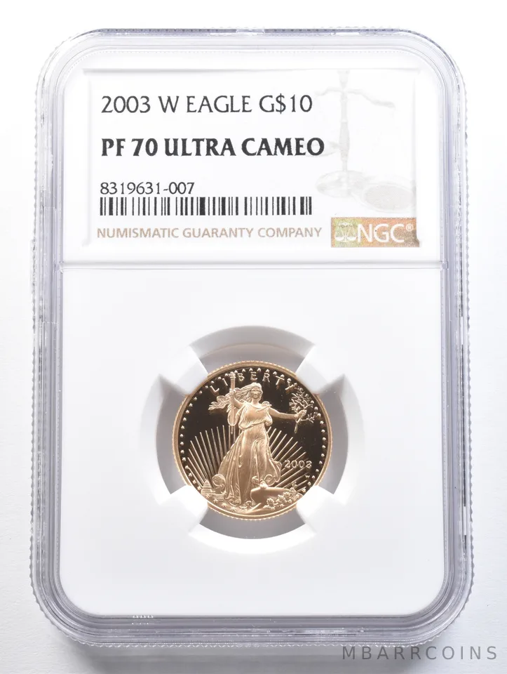 2003-W $10 American Gold Eagle 1/4 Oz Gold PF70 UCAM NGC