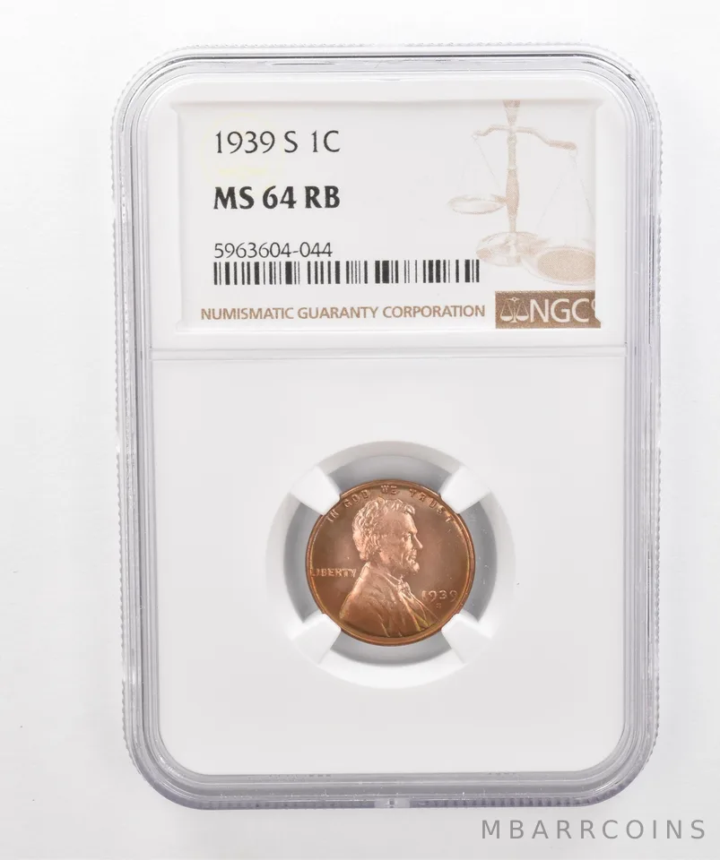 1939-S Lincoln Wheat Cent MS64 RB NGC Beautiful Tone *2972