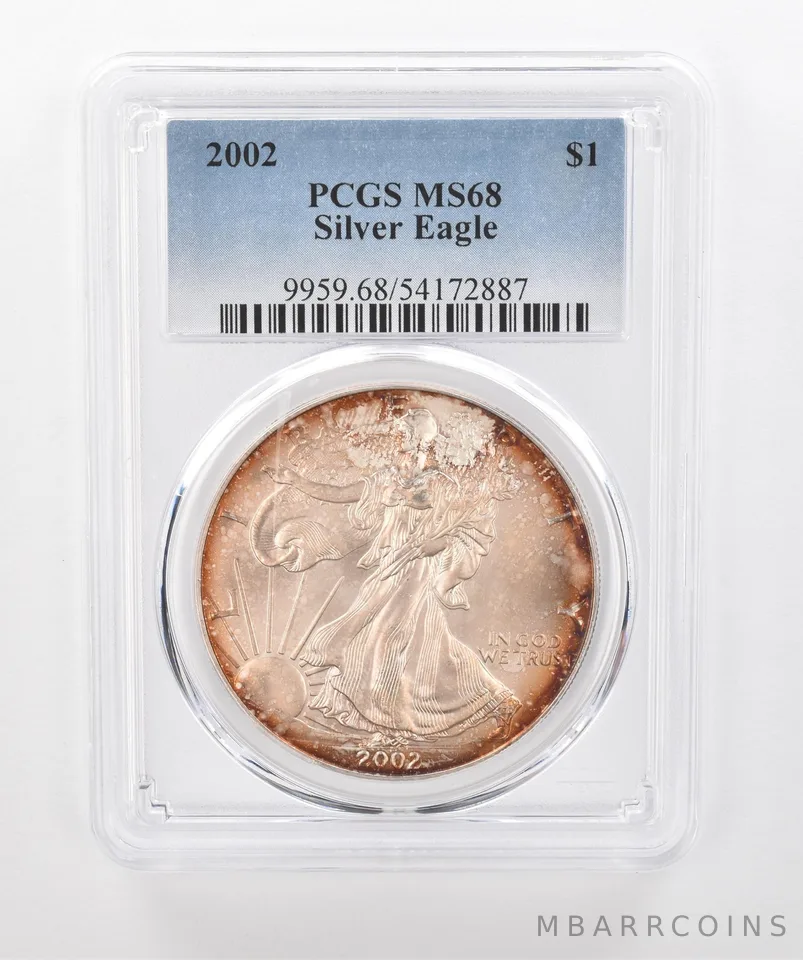 2002 American Silver Eagle MS68 PCGS Beautiful Tone *1513