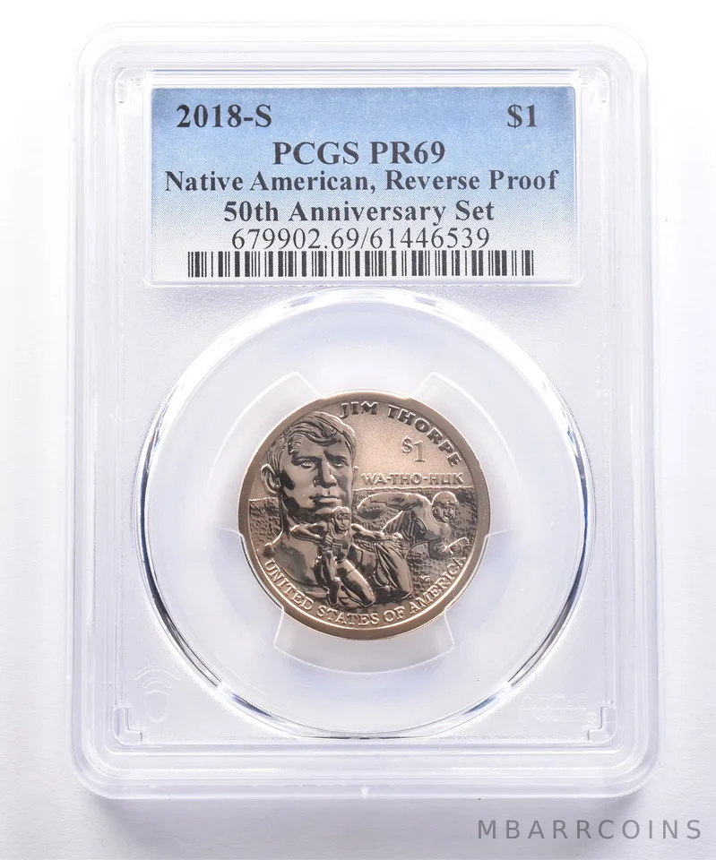 2018-S Sacagawea $1 Jim Thorpe 50th Anniversary Set Reverse PR69 PCGS