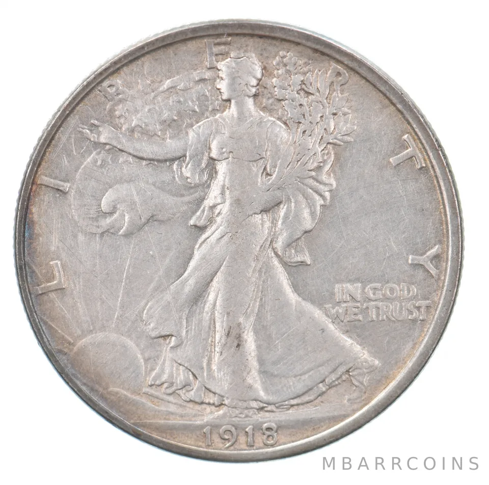 1918-D Walking Liberty Half Dollar Beautiful Tone *9387