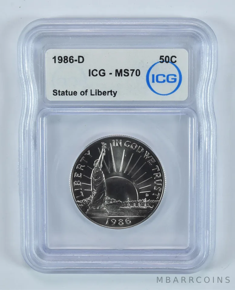 1986-D Statue Of Liberty Commemorative Half Dollar MS70 ICG
