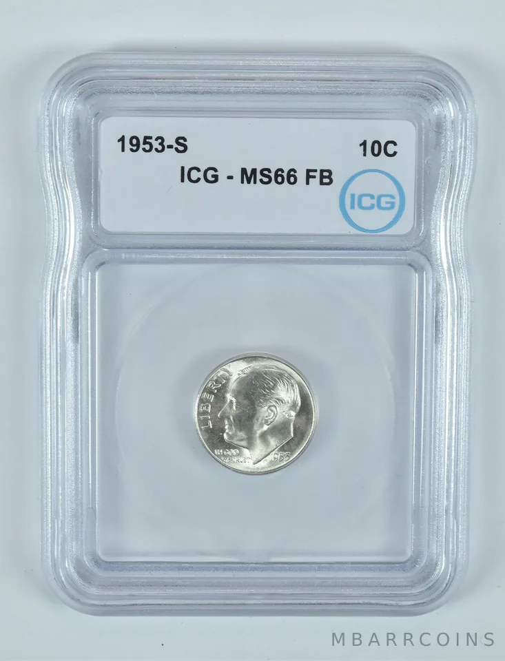 1953-S Roosevelt Dime MS66 FB ICG