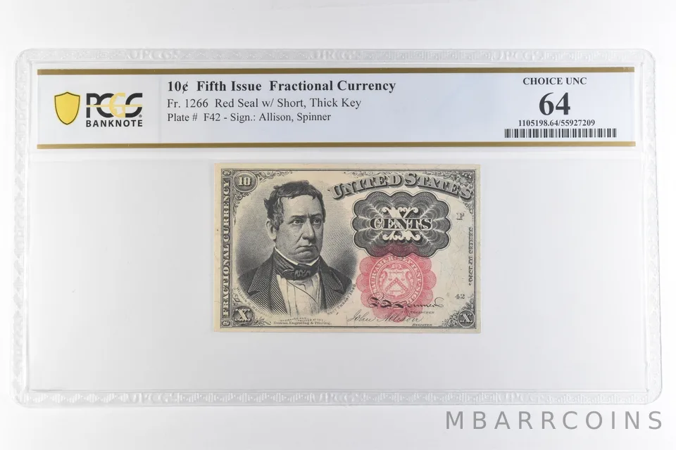 10 Cent Fifth Issue Fractional Currency Fr#1266 Choice Unc 64 PCGS *6891