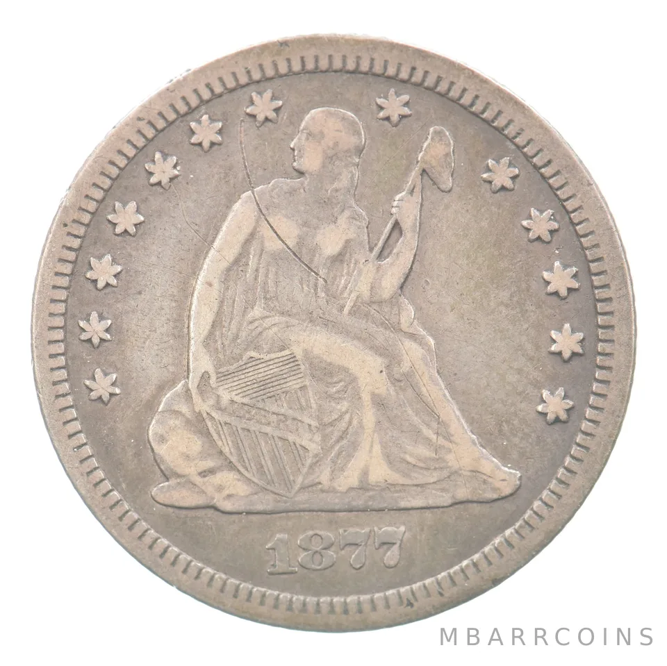 1877-CC Seated Liberty Quarter Beautiful Tone *1927