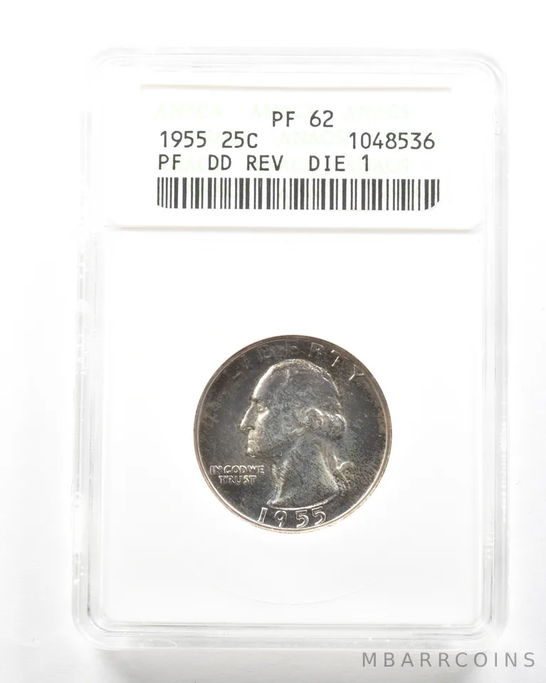 1955 Washington Quarter DDR Die 1 PF62 ANACS *2057