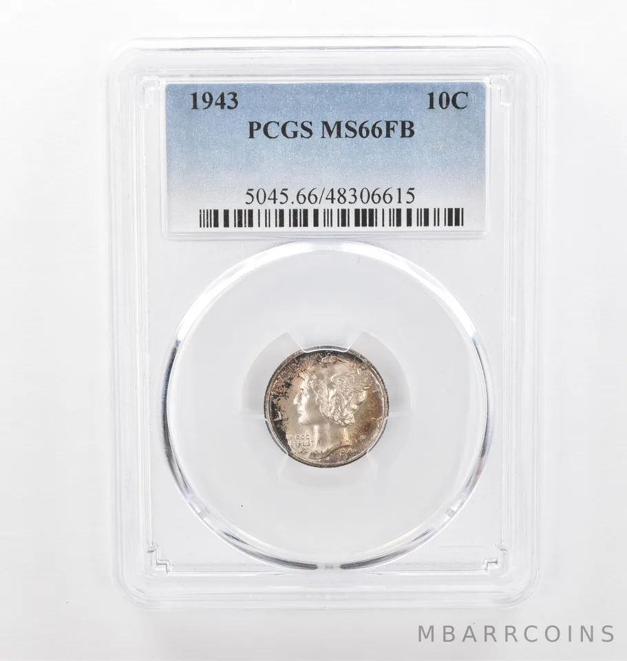 1943 Mercury Dime MS66 FB PCGS Beautiful Tone *2200
