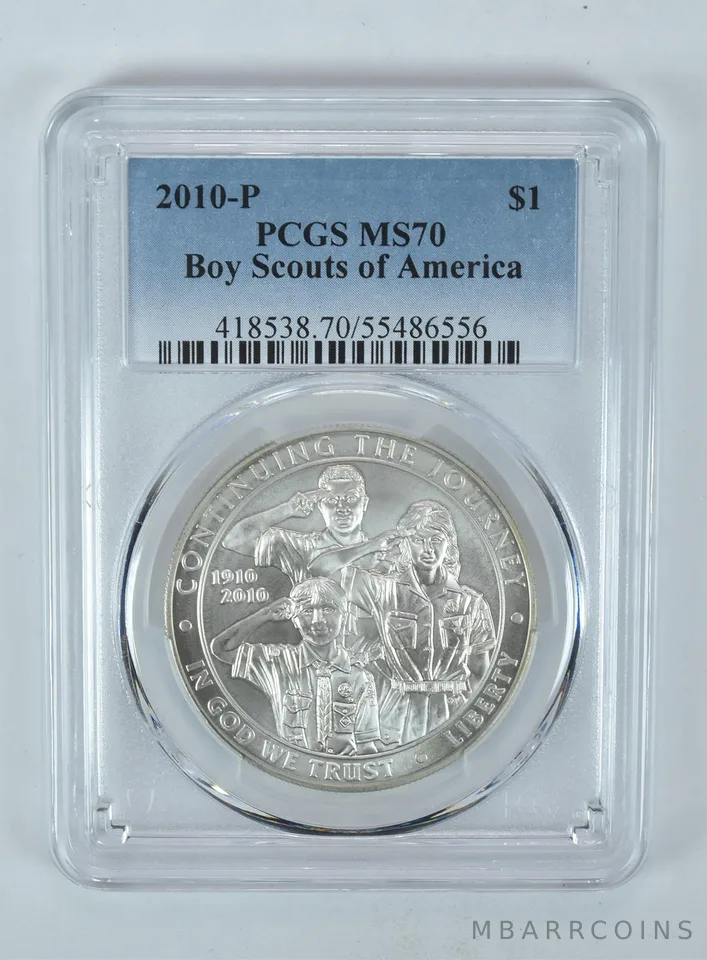 2010-P Boy Scouts Commemorative Dollar MS70 PCGS Blue Label