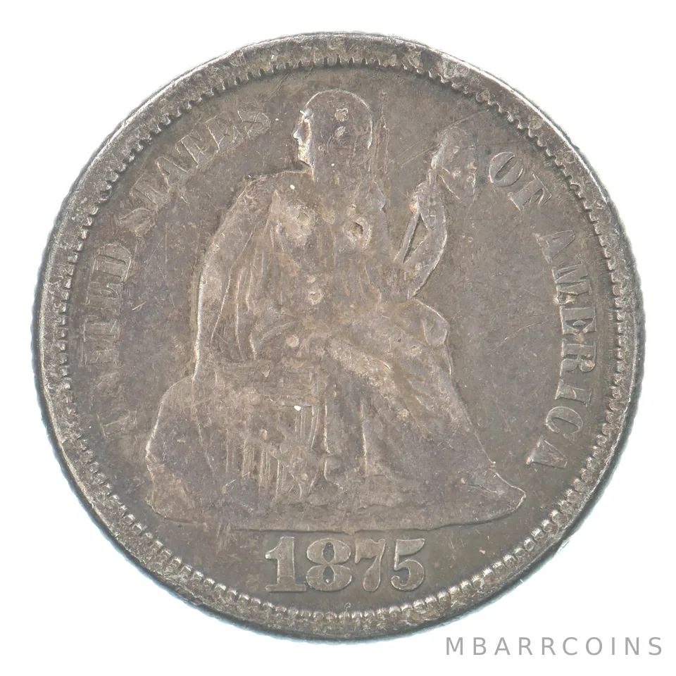 1875-S Seated Liberty Dime Beautiful Tone *0130