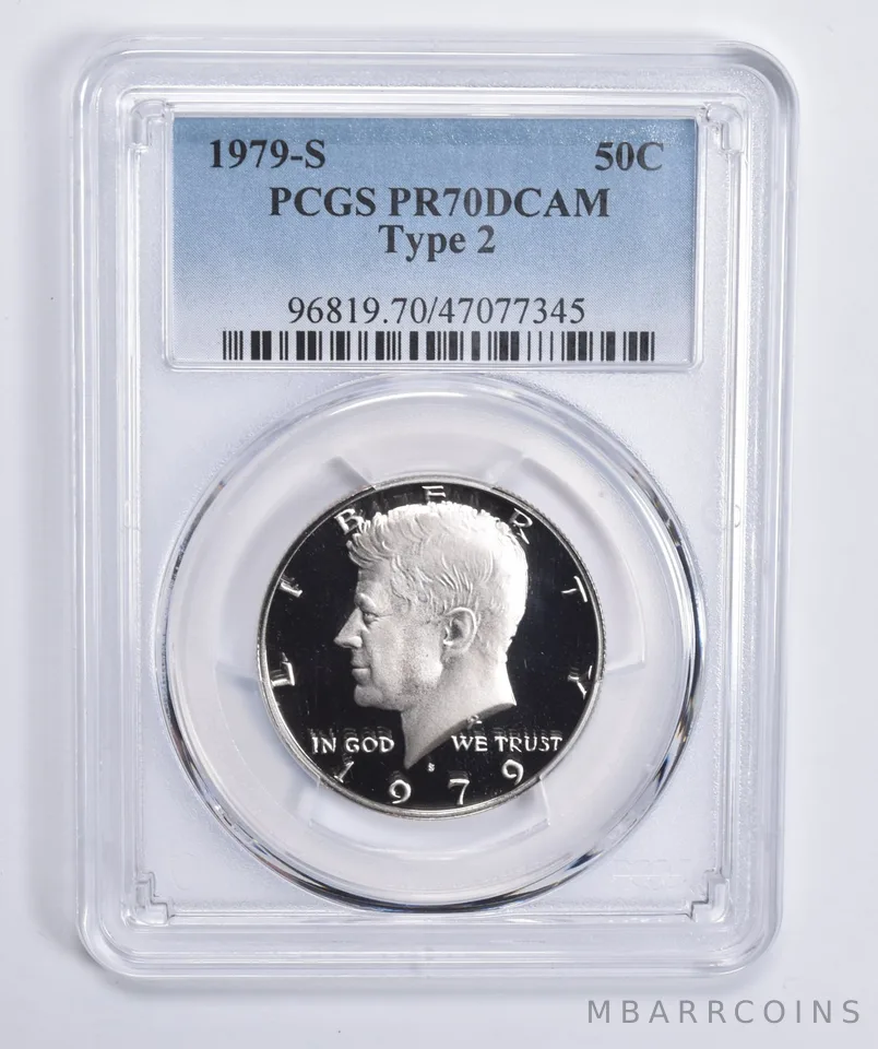 1979-S Kennedy Half Dollar Type 2 PR70 DCAM PCGS Blue Lbl