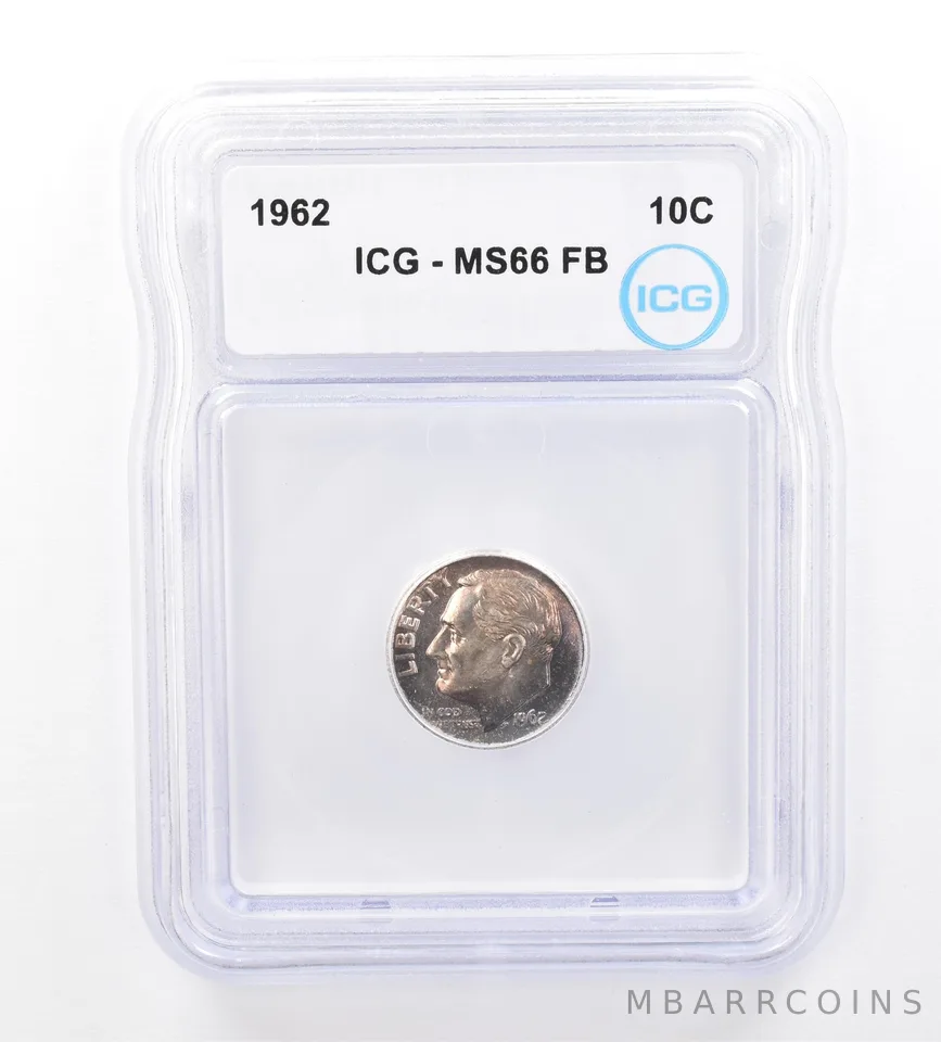 1962 Roosevelt Dime MS66 FB ICG Beautiful Tone a1619