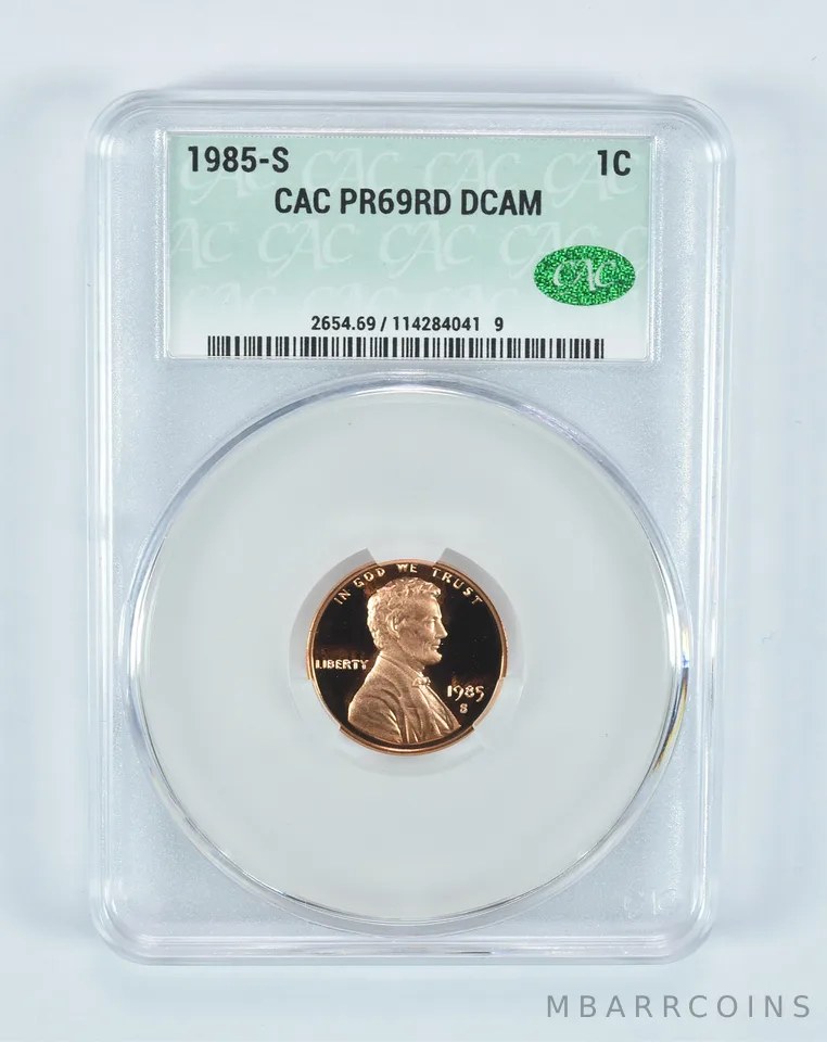 1985-S Lincoln Memorial Cent PR69 RD DCAM CAC CACg
