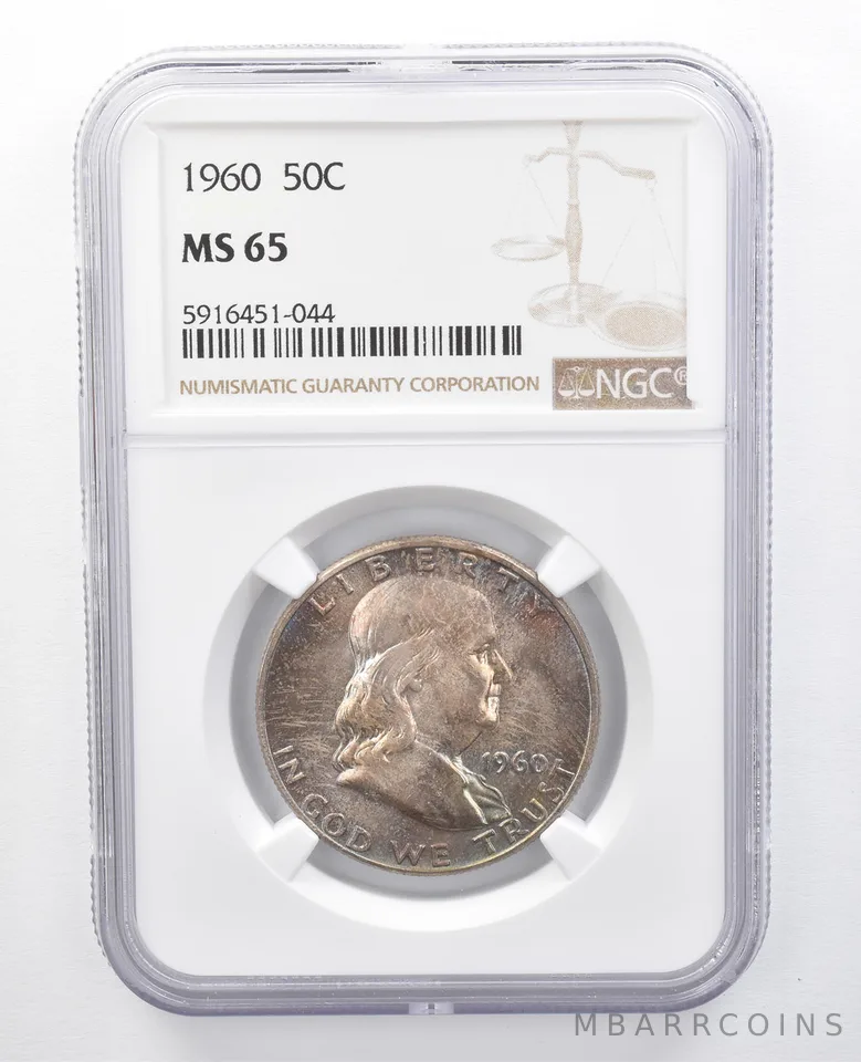 1960 Franklin Half Dollar MS65 NGC Beautiful Tone *7676
