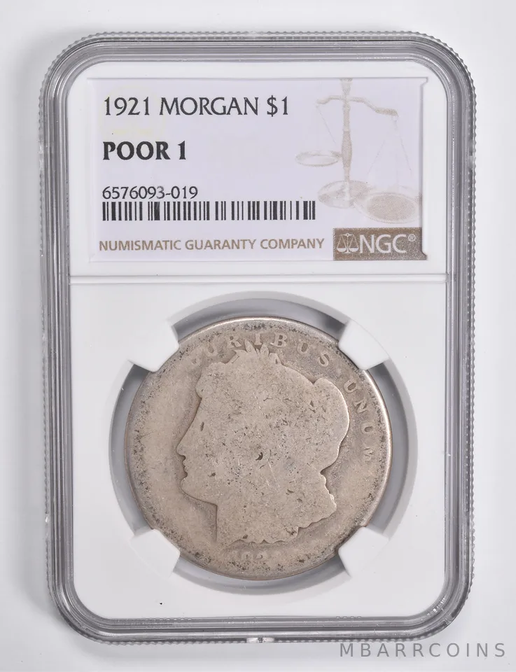 POOR 1 1921 Morgan Silver Dollar NGC Lowball Low Ball a4634