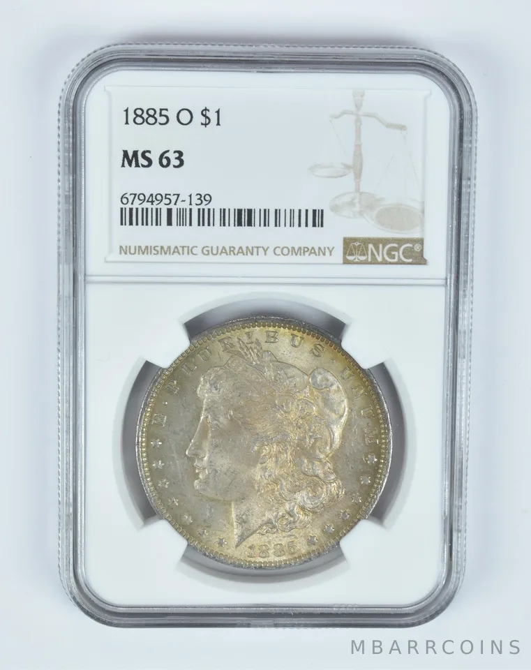 MS63 1885-O Morgan Silver Dollar NGC Beautifully Toned *7461