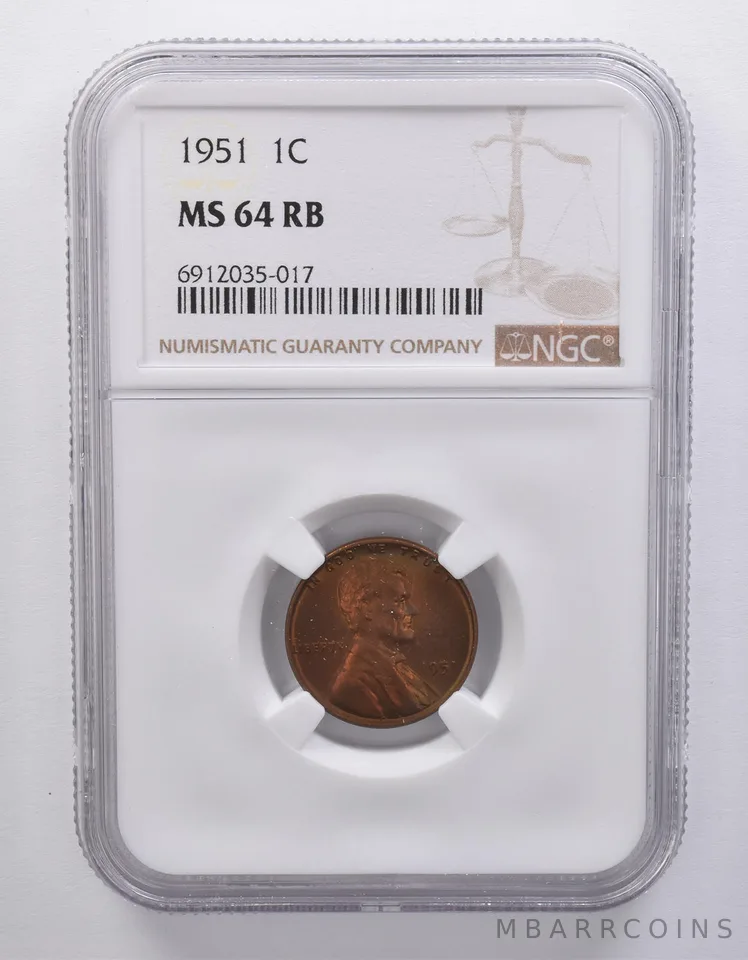 1951 Lincoln Wheat Cent MS64 RB NGC Beautiful Tone *7176