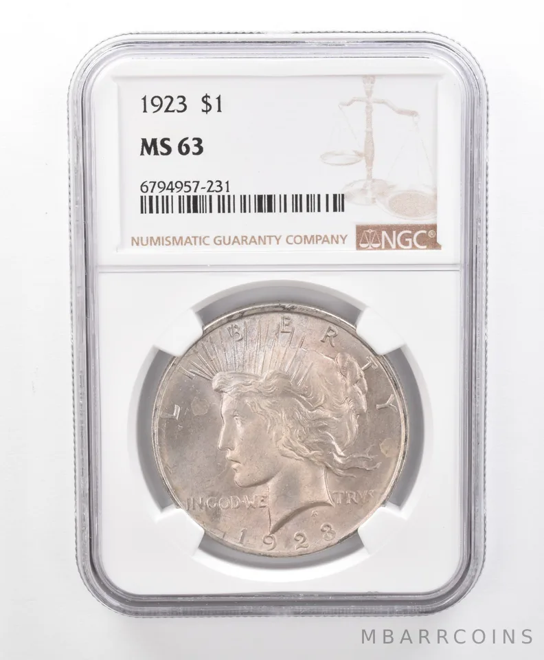 MS63 1923 Peace Silver Dollar NGC Beautifully Toned a9638