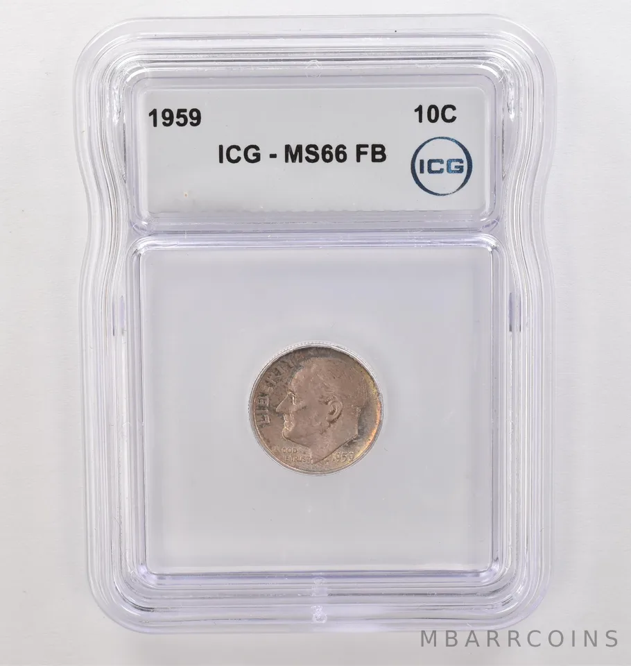 1959 Roosevelt Dime MS66 FB ICG Beautiful Tone *4172