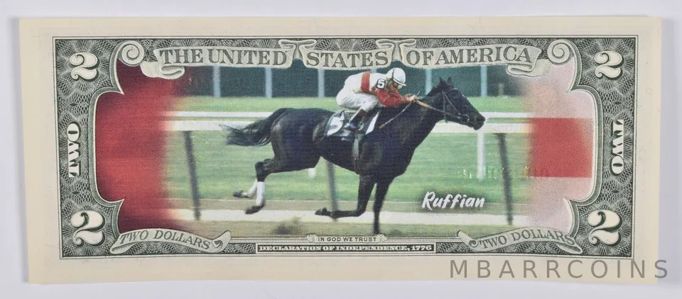 2017 $2 Colorized US Note Race Horse - Ruffian Custom Printed FRN