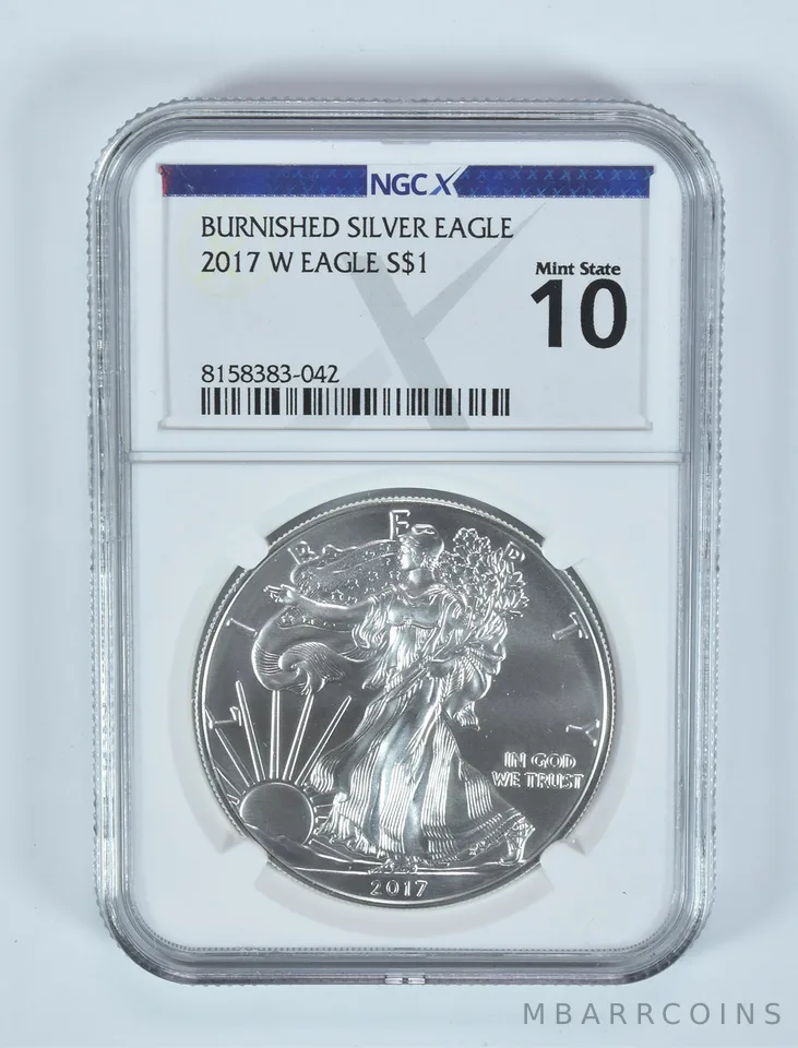 2017-W Burnished Silver Eagle Mint State 10 NGC X NGCX