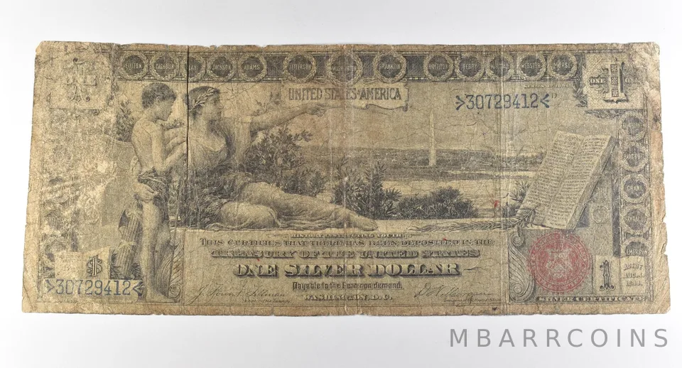 1896 $1 Silver Certificate Large Note Red Seal *3033