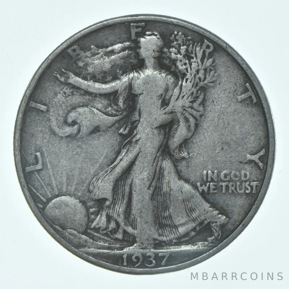 1937-P Walking Liberty Half Dollar CIRC VG+ 90% Silver