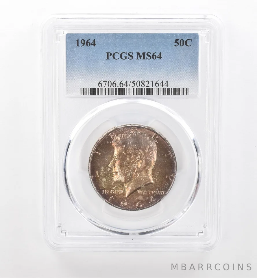 1964 Kennedy Half Dollar MS64 PCGS Beautiful Tone *1862