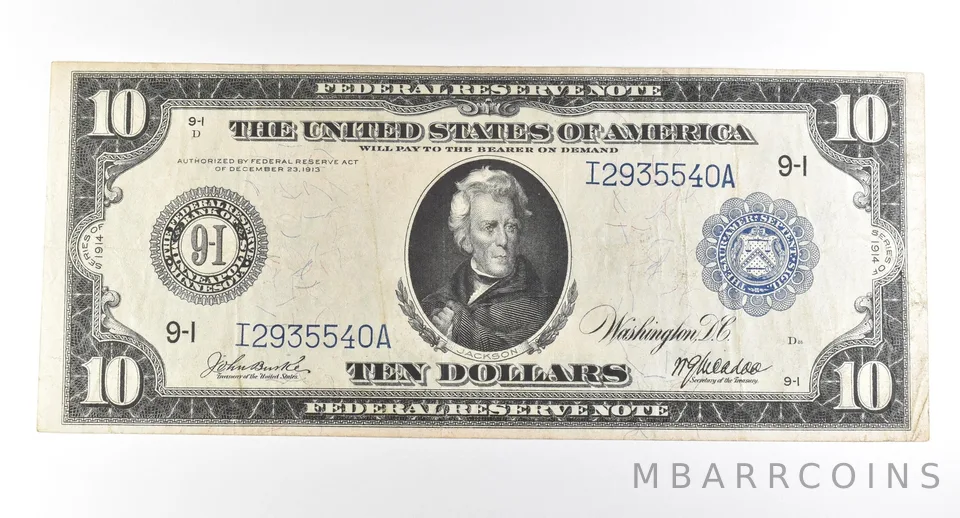 1914 $10 Minneapolis MN FRN Large Note Blue Seal *2804