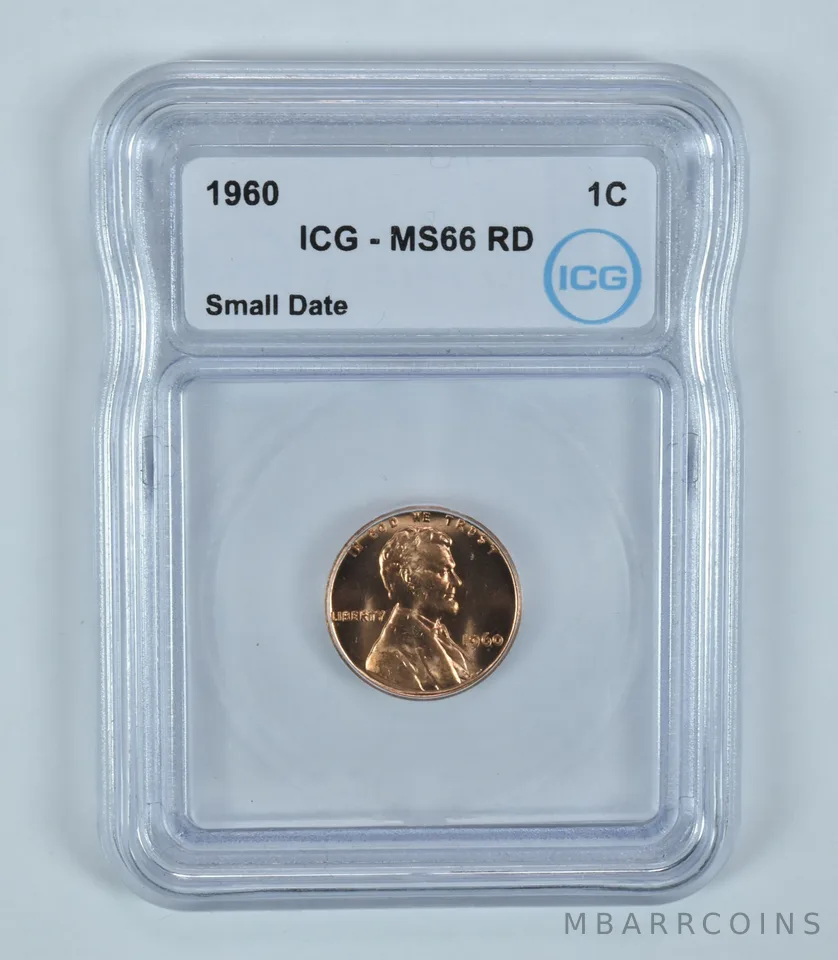 1960 Lincoln Memorial Cent Small Date MS66 RD ICG