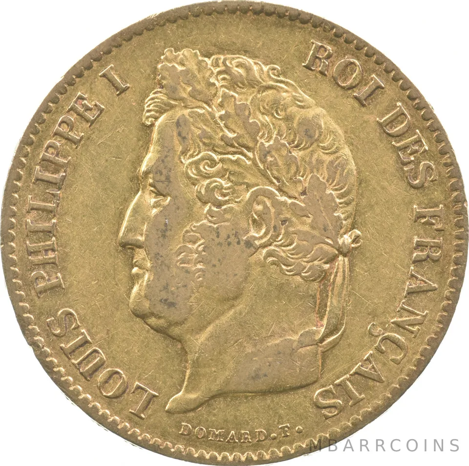 1834 France 40 Francs Gold Louis Philippe I a1479