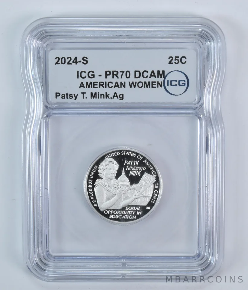 2024-S American Women Quarter Patsy T Mink Silver PR70 DCAM ICG