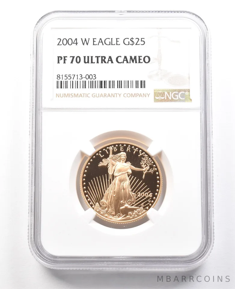 2004-W $25 American Gold Eagle 1/2 Oz Gold PF70 UCAM NGC