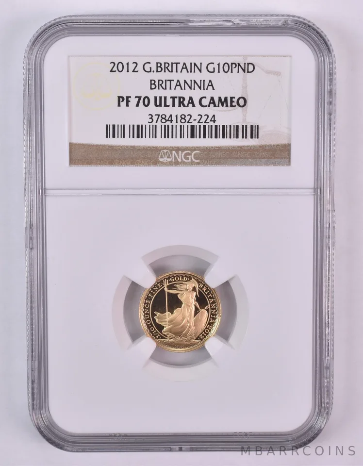 2012 Great Britain 10 Pound Gold Britannia 1/10 Oz Gold PF70 UCAM NGC *0995
