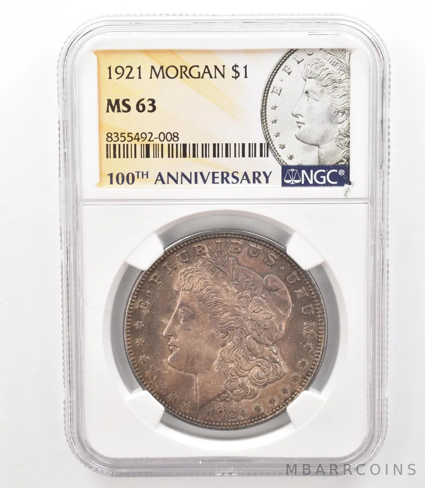 1921 Morgan Silver Dollar MS63 NGC Beautiful Tone *3177