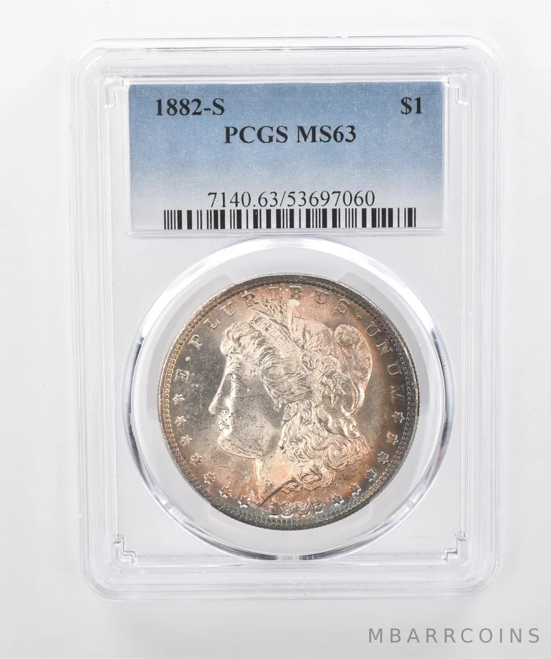 1882-S Morgan Silver Dollar MS63 PCGS Beautiful Tone *1481