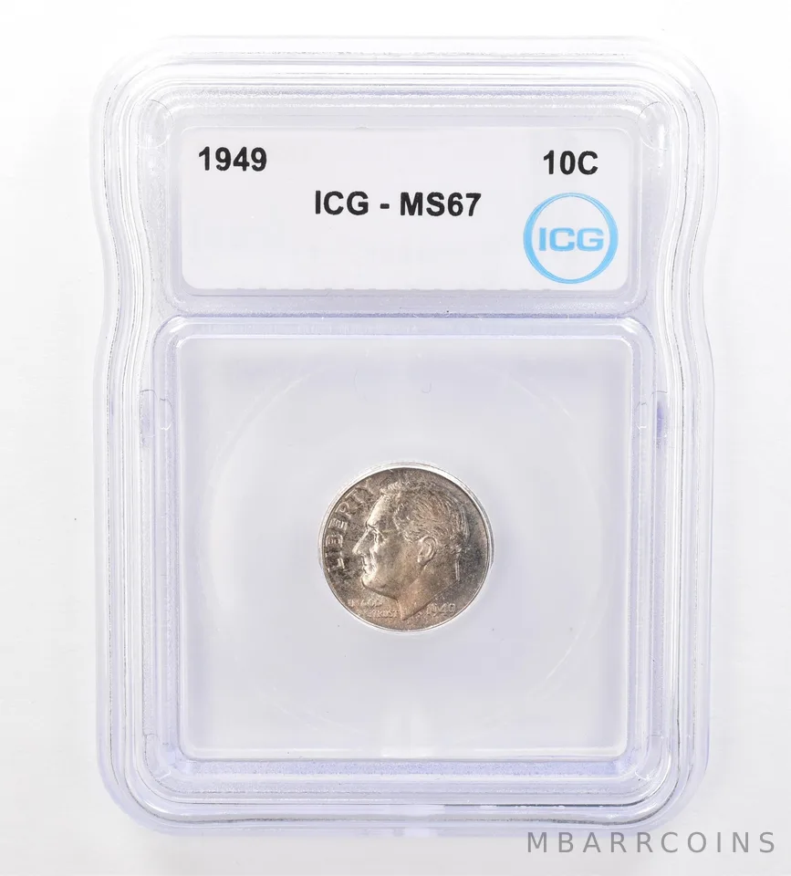 1949 Roosevelt Dime MS67 ICG Beautiful Tone a7312