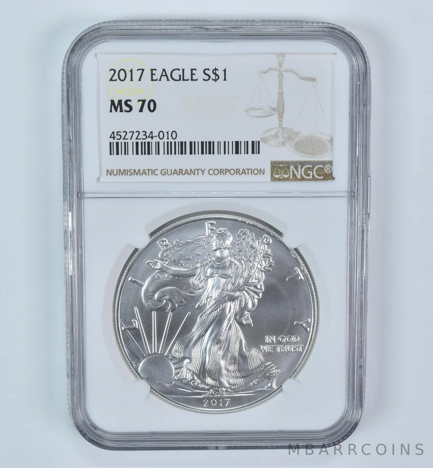 2017 American Silver Eagle MS70 NGC Brown Label