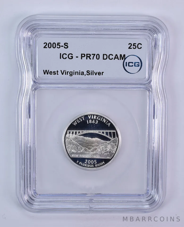 2005-S Washington State Quarter West Virginia Silver PR70 DCAM ICG